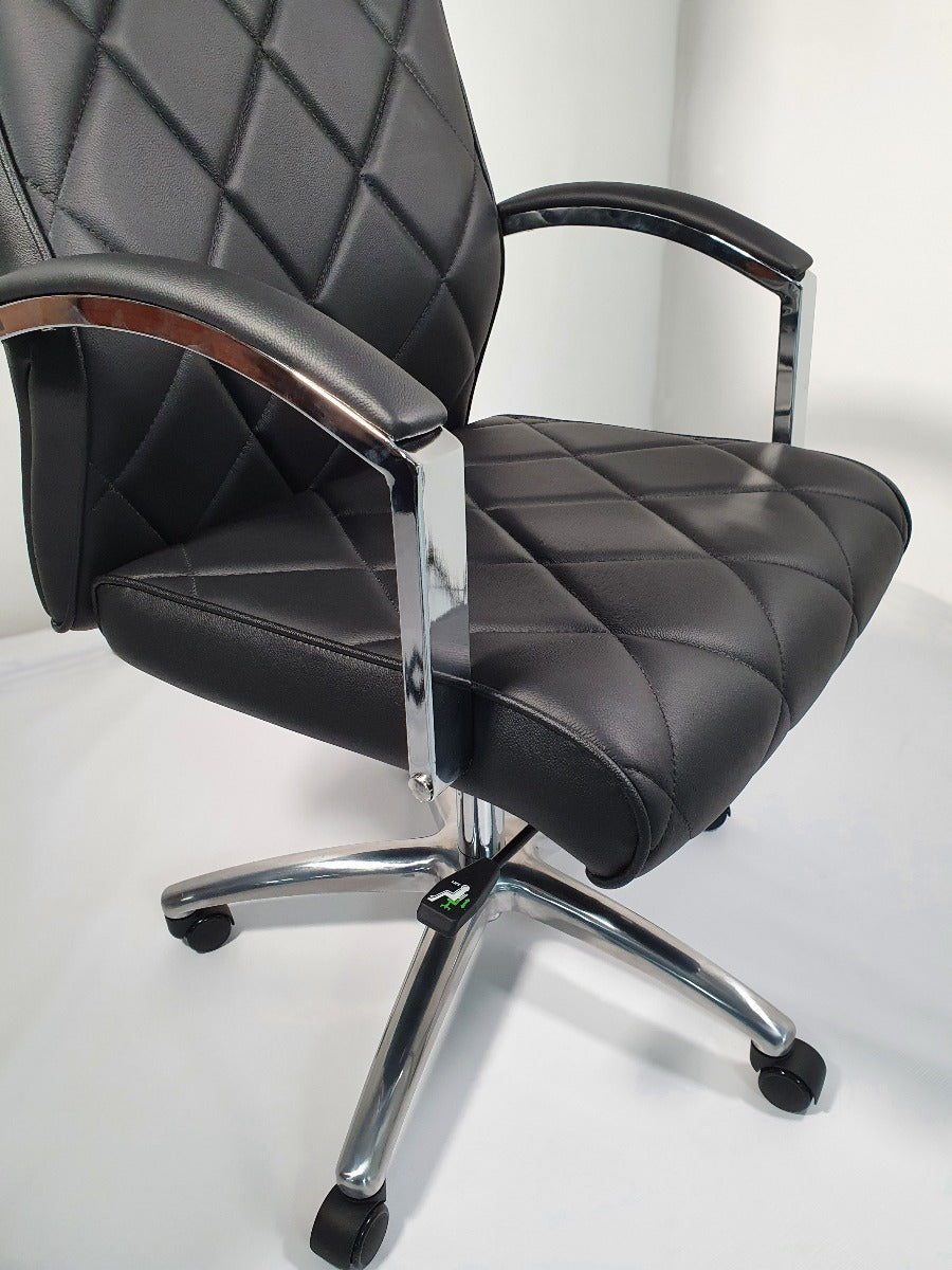 Modern Black Genuine Hide Leather Executive Office Chair - ZMA-217